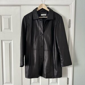 Preston & York Classic Black Leather Jacket, size large, EUC